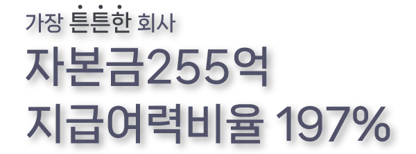 가장튼튼한회사 자본금 255억 지급여력비율 158%